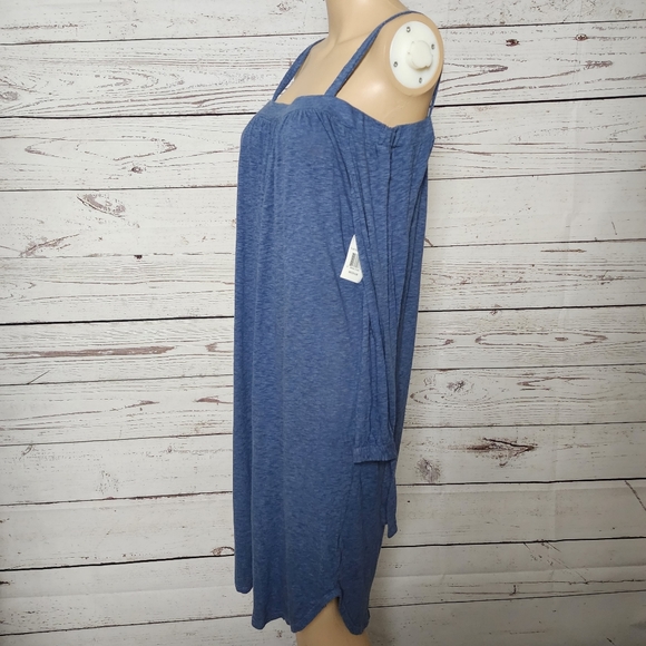 Three Dots Cold Shoulder Cotton Dress Medium - Picture 3 of 5